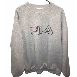 Vintage FILA Crewneck Sweatshirt Gray Long Sleeve Shirt Pullover Mens Size M